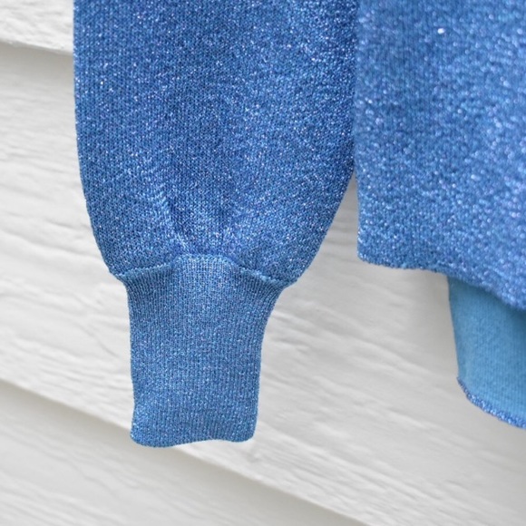 J. CREW Blue Metallic Pullover Crew Neck Sweater - Picture 5 of 7